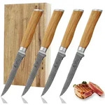 Wakoli Steakmesserset, Braun, Holz, Metall, Echtholz, 24 cm, Kochen, K&uuml;chenmesser