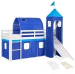 Homestyle4u Hochbett, Wei&szlig;, Blau, Holz, Kinder- & Jugendzimmer, Kinderm&ouml;bel,