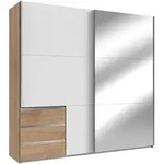 Mid.you Schwebet&uuml;renschrank, Wei&szlig;, Plankeneiche, Glas, Holzwerkstoff, 4...
