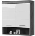 Inn.Furn H&auml;ngeschrank, Wei&szlig; Hochglanz, Grau, Holzwerkstoff, Nachbildung, Uni,...