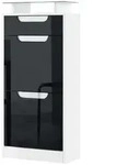 Vladon Schuhschrank, Schwarz Hochglanz, Holzwerkstoff, 46x104x23 cm, Garderobe,