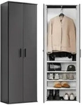 Mokebo Garderobenschrank, Schwarz, Holzwerkstoff, 4 F&auml;cher, 60x180x34 cm,