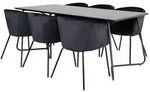 ebuy24 Tischgruppe, Schwarz, Holzwerkstoff, 6-Sitzer, 90x75x190 cm, Esszimmer,