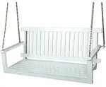Deluke Garten-H&auml;ngebank, Wei&szlig;, Holz, 130x56x63 cm, Gartenm&ouml;bel, Gartenb&auml;nke