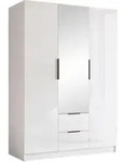 Mirjan24 Kleiderschrank, Wei&szlig;, Wei&szlig; Hochglanz, Schwarz, Kunststoff, 2...