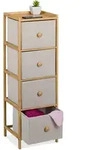 Relaxdays Kommode, Mehrfarbig, Holz, Holzwerkstoff, Textil, Bambus, 4 Schubladen,