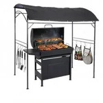 Relaxdays Grillpavillon, Anthrazit, Textil, Metall, 220x220x150 cm, Sonnenschutz &