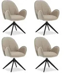 Homestyle4u Armlehnenstuhl, Beige, Textil, 59x90x60 cm, Esszimmer, St&uuml;hle,