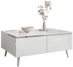 Lookway Couchtisch, Wei&szlig; Hochglanz, Metall, Uni, Rechteckig,Rechteckig, rund,