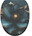 Sanilo Wc-Sitz, Blau, Holzwerkstoff, Grafikmuster, Oval, 37.7x5.5x48 cm, Badezimmer,