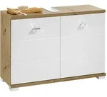 Livetastic Waschbeckenunterschrank, Eiche Artisan, Wei&szlig; Hochglanz, Kunststoff,...