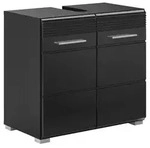 Mid.you Waschbeckenunterschrank, Schwarz, Schwarz Hochglanz, Kunststoff, 1 F&auml;cher,