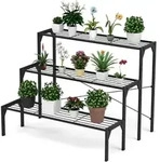 Costway Blumenregal, Schwarz, Metall, 65x85x65 cm, Wohnzimmer, Wohnzimmertische,