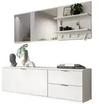 Inn.Furn Garderobe, Wei&szlig; Hochglanz, Kunststoff, Nachbildung, Uni, 2 F&auml;cher, 2