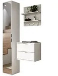 Inn.Furn Garderobe, Wei&szlig; Hochglanz, Kunststoff, Nachbildung, Uni, 4 F&auml;cher, 2