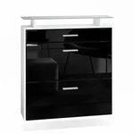 Vladon Schuhschrank, Schwarz Hochglanz, Holzwerkstoff, 89x96x23 cm, Garderobe,