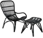 Gardenson Loungesessel, Schwarz, Holz, Rattan, 65x98x76 cm, Loungem&ouml;bel,