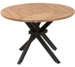 Beliani Gartentisch, Hellbraun, Schwarz, Holz, rund, 110x75x110 cm,...