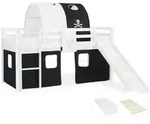 Homestyle4u Hochbett, Wei&szlig;, Schwarz, Holz, 90x200 cm, Kinder- & Jugendzimmer,