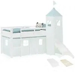 Homestyle4u Hochbett, Mintgr&uuml;n, Wei&szlig;, Textil, Kiefer, 90x200 cm, Kinder- &