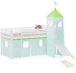 Homestyle4u Hochbett, Gr&uuml;n, Wei&szlig;, Textil, Kiefer, 90x200 cm, Kinder- &