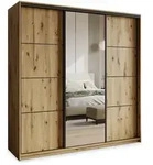 Masseno Schwebet&uuml;renschrank, Eiche Artisan, Schwarz, Holzwerkstoff, 9 F&auml;cher,...