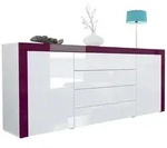 Vladon Sideboard, Wei&szlig; Hochglanz, Bordeaux, Holzwerkstoff, 167x72x35 cm,...