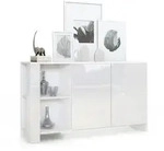 Vladon Sideboard, Wei&szlig; Hochglanz, Holzwerkstoff, 143x81x36 cm, Wohnzimmer,...