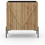Livetastic Kommode, Schwarz, Eiche dunkel, Metall, Holzoptik, 2 F&auml;cher, 82x91x40 cm,