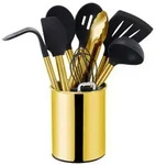 Echtwerk K&uuml;chenhelferset, Schwarz, Gold, Kunststoff, 10-teilig, Aufh&auml;nge&ouml;se,