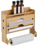 Relaxdays Wandrollenhalter, Hellbraun, Holz, Kunststoff, Bambus, 36.5x30.5x12...