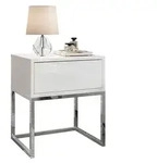 Lookway Nachttisch, Wei&szlig; Hochglanz, Holzwerkstoff, 45x53x36.6 cm, Schlafzimmer,