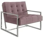 S-Style Loungesessel, Pink, Silber, Metall, Echtholz,Buche, Birke, 1-Sitzer,