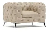 S-Style Chesterfield-Sessel, Beige, Textil, Echtholz,Buche, Birke, 1-Sitzer,