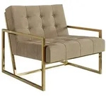 S-Style Loungesessel, Beige, Gold, Metall, Echtholz,Buche, Birke, 1-Sitzer,...