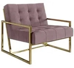 S-Style Loungesessel, Pink, Gold, Metall, Echtholz,Buche, Birke, 1-Sitzer,...