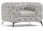 S-Style Chesterfield-Sessel, Grau, Textil, Echtholz,Buche, Birke, 1-Sitzer,...
