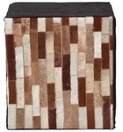 Homescapes Patchwork-Hocker, Braun, Leder, Patchwork, Quadratisch, 36x38x36 cm,