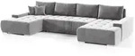 Fun M&ouml;bel Wohnlandschaft, Hellgrau, Textil, U-Form, 350x85x185 cm, Wohnzimmer,...