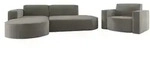 Fun M&ouml;bel Sofaset, Grau, Textil, Ottomane links, 236x78x165 cm, Wohnzimmer,...