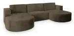 Masseno Wohnlandschaft, Beige, Holz, 5-Sitzer, U-Form, 347x85x174 cm,...