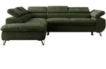 MKS Ecksofa, Dunkelgr&uuml;n, Metall, 3-Sitzer, L-Form, 273x208 cm, Oeko-Tex&reg;,