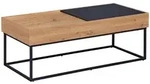Livetastic Couchtisch, Schwarz, Eiche Artisan, Holzwerkstoff, rechteckig, Kufe,