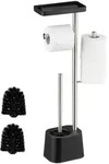 Relaxdays Toilettengarnitur, Schwarz, Metall, Kunststoff, 29x65.5x11 cm, Badezimmer,