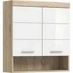 Mid.you H&auml;ngeschrank, Eiche, Wei&szlig; Hochglanz, Kunststoff, 1 F&auml;cher, 74x79x24 cm,