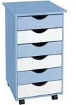 tectake Rollcontainer, Blau, Holz, Rechteckig, 40x65x36 cm, Arbeitszimmer,...