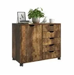 Relaxdays Rollcontainer, Braun, Holzwerkstoff, Metall, Kunststoff, 78x65x40 cm,