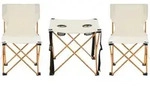 casa.pro Gartenm&ouml;bel-Set, Beige, Textil, Metall, 3-teilig, 2-Sitzer,...
