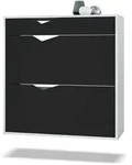 Vladon Schuhschrank, Schwarz, Holzwerkstoff, 85x87x33 cm, Garderobe,