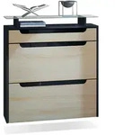 Vladon Schuhschrank, Eiche San Remo, Schwarz Hochglanz, Holzwerkstoff, 89x96x23...